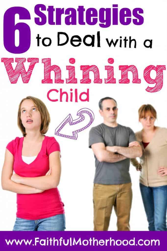 Teen rolling eyes with parents in background. Title: 6 strategies to deal with a whining child.