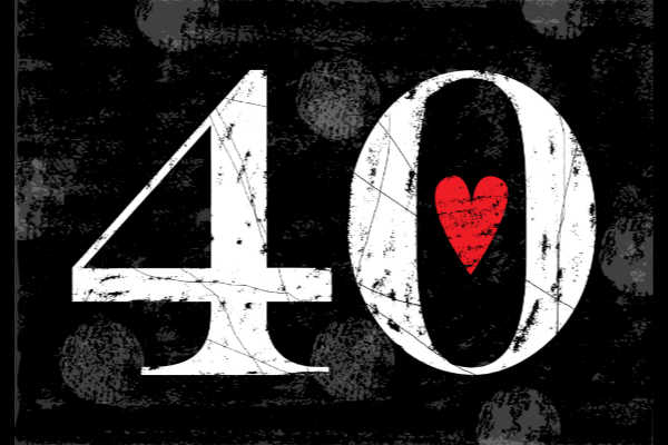 40 with a red heart