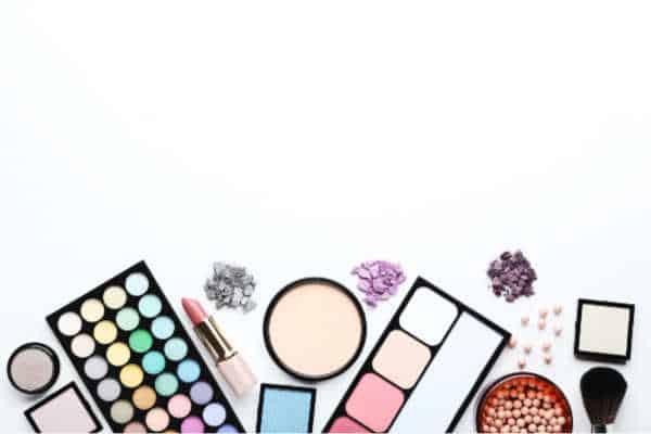 Beauty products on a white background