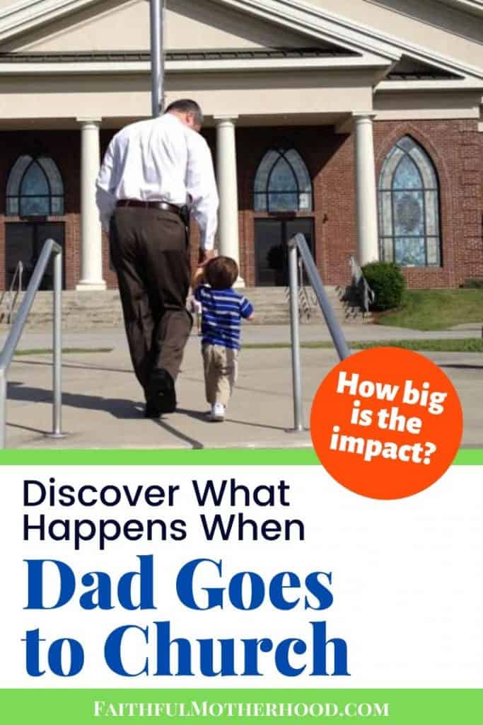 Dad goes to church with young son