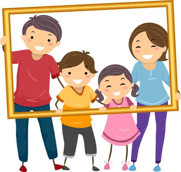 Illustration Featuring a Happy Family Holding a Hollow Frame