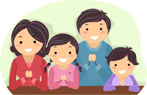 Illustration of a Family Praying Together