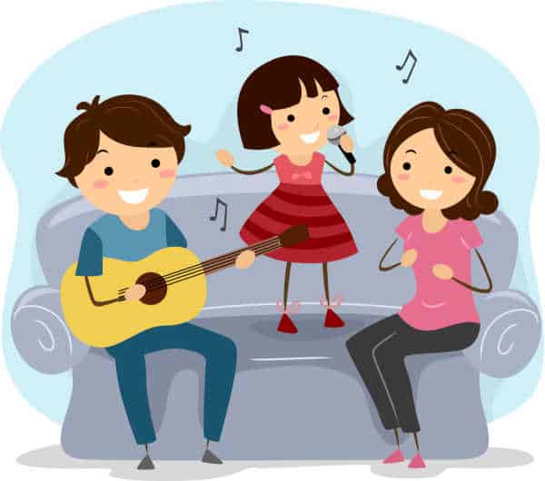 Illustration of a Family Singing Together