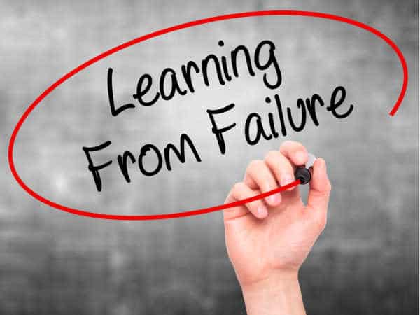 Hand writing Learning From Failure with black marker on visual screen - Learning from Failure is essential to prepare your homeschooler to be an entreprenuer